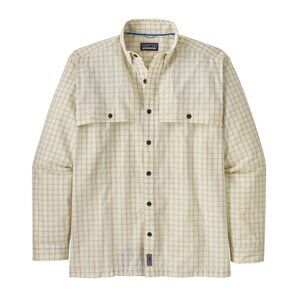Patagonia Worn Wear Island Hopper Mens L Pale Yellow Plaid Organic Cotton #52182